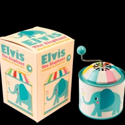 Winding tin music box - Elvis the Elephant