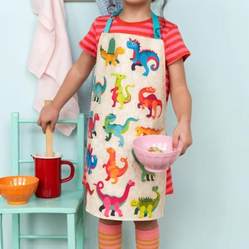 Wipeable cotton children's apron - Baby Dinos