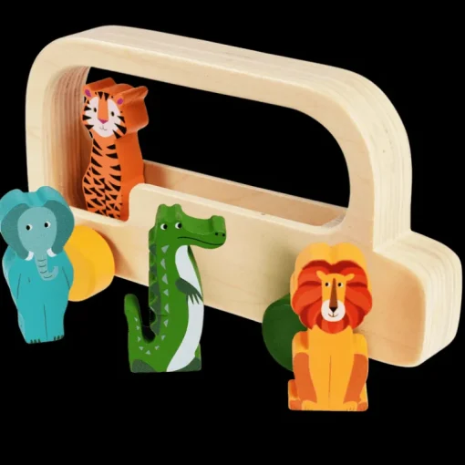 Wooden bus toy - Colourful Creatures
