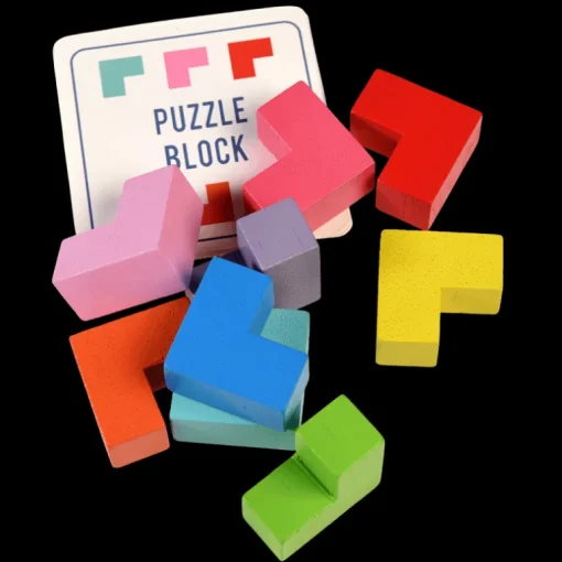 Wooden 3D puzzle in a tin
