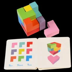 Wooden 3D puzzle in a tin