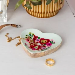 Wooden heart-shaped trinket dish - Love