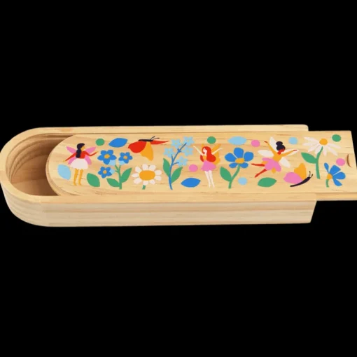 Wooden pencil case - Fairies in the Garden