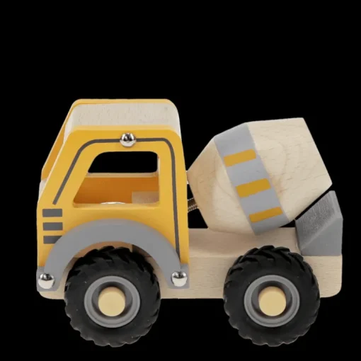 Wooden push along vehicle toy - Cement mixer (yellow)