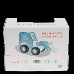 Wooden push along vehicle toy - Digger truck (blue)