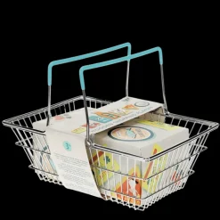 Wooden shopping playset with basket