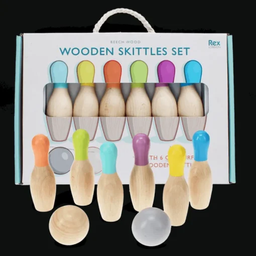 Wooden skittles set