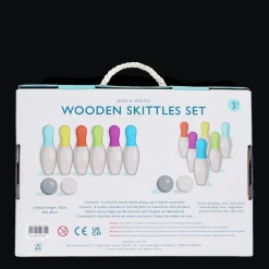 Wooden skittles set