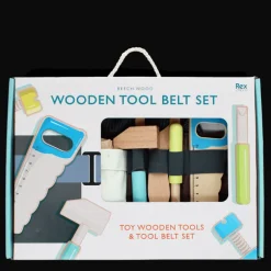 Wooden tools and tool belt playset
