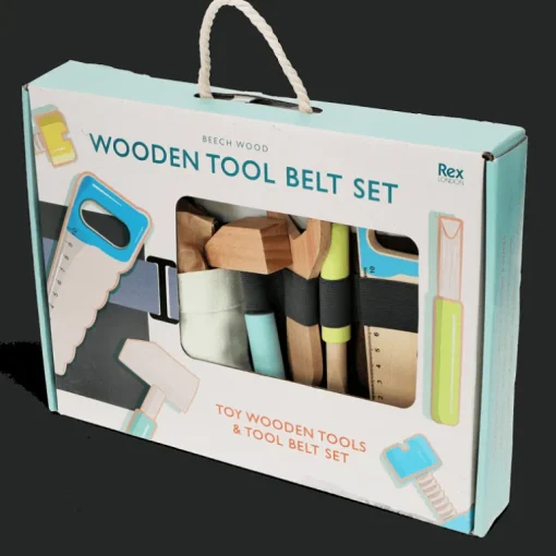 Wooden tools and tool belt playset