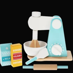 Wooden toy food mixer playset